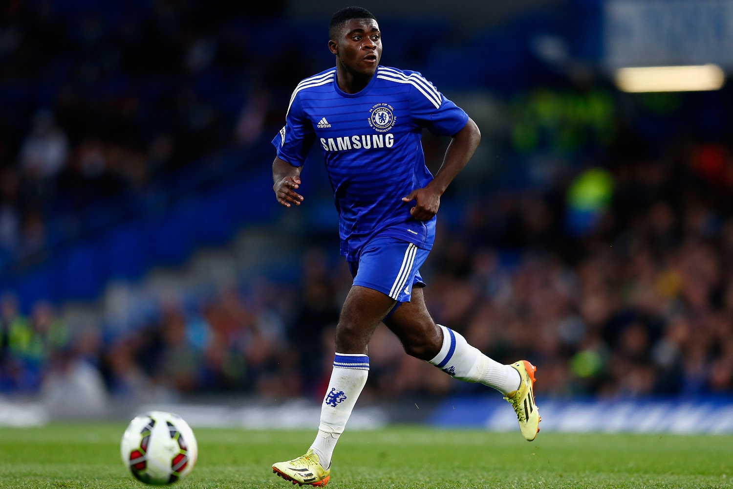 during the FA Youth Cup Final second leg match between Chelsea and Manchester City at Stamford Bridge on April 27, 2015 in London, England.