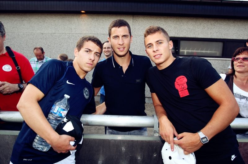 Hazard's brothers Kylian (left), Eden and Thorgan all pictured together.