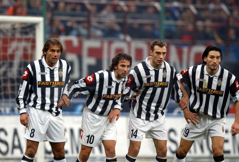 Juventus wall with Antonio Conte (left), Alessandro Del Piero, Cristian Zenoni and Gianluca Zambrotta.