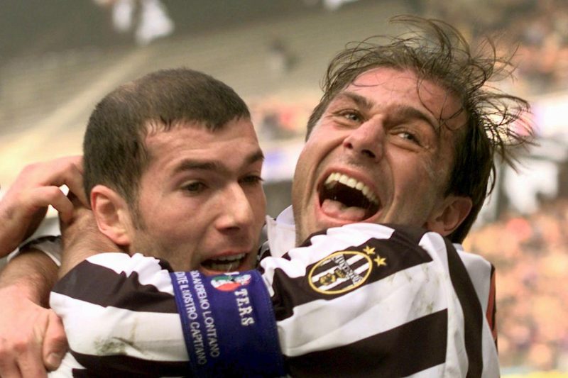 Zinedine Zidane and Antonio Conte back in the day for Juventus.