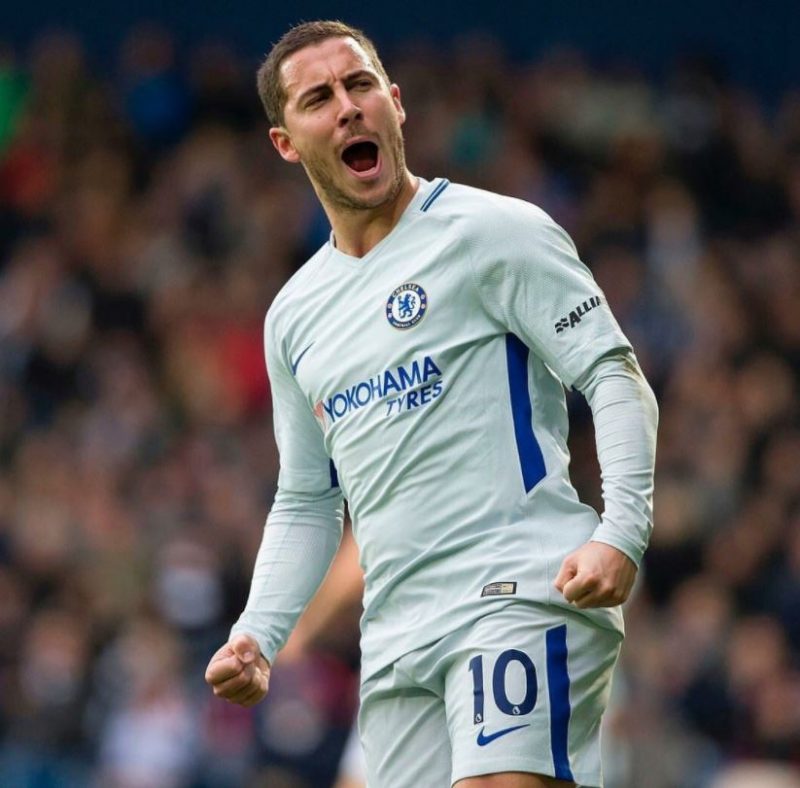 Eden Hazard celebrating his goal against West Brom