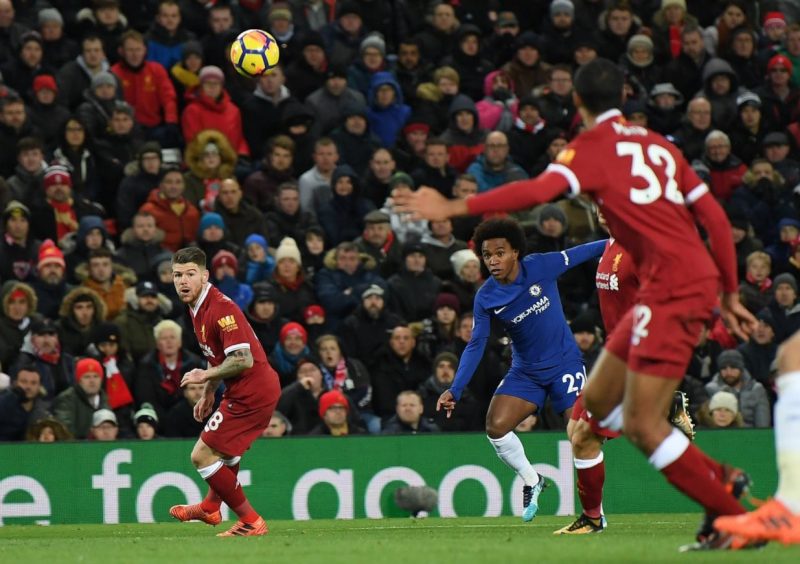 Willian chips the ball into the back of the net for a deserved Chelsea equalizer.