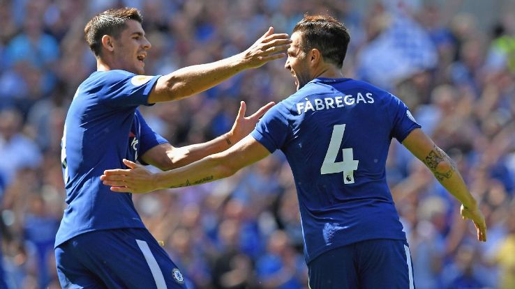 Cesc Fabregas celebrates a Chelsea goal