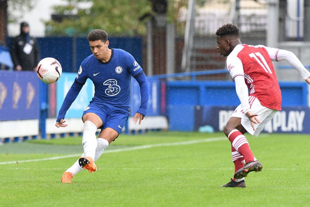 Levi Colwill playing in the Chelsea academy.