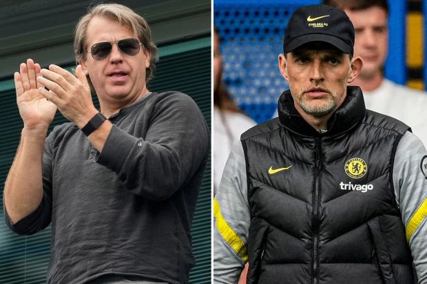 Todd Boehly with Thomas Tuchel in a montage.