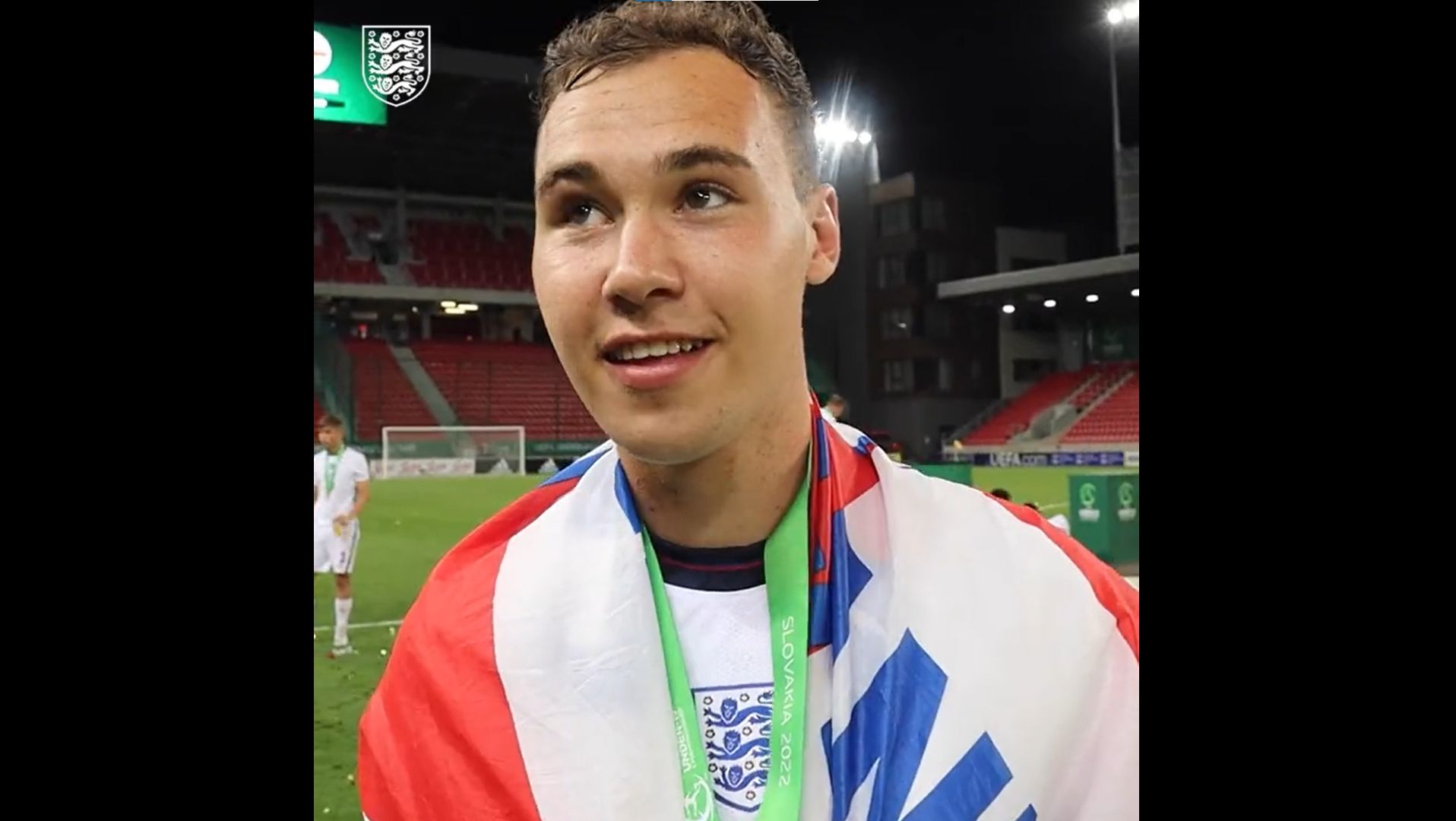 Harvey Vale celebrates winning a youth cup with England.