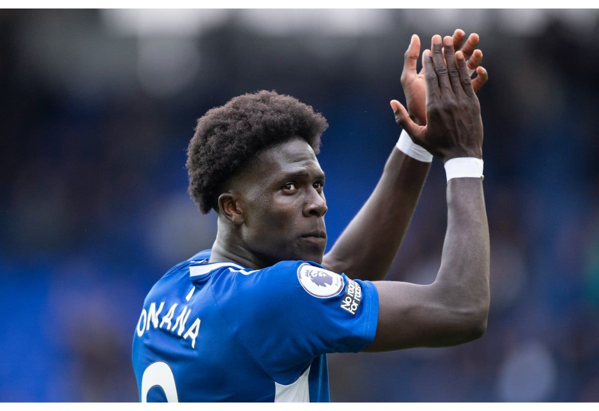 Chelsea target Amadou Onana applauds the fans.