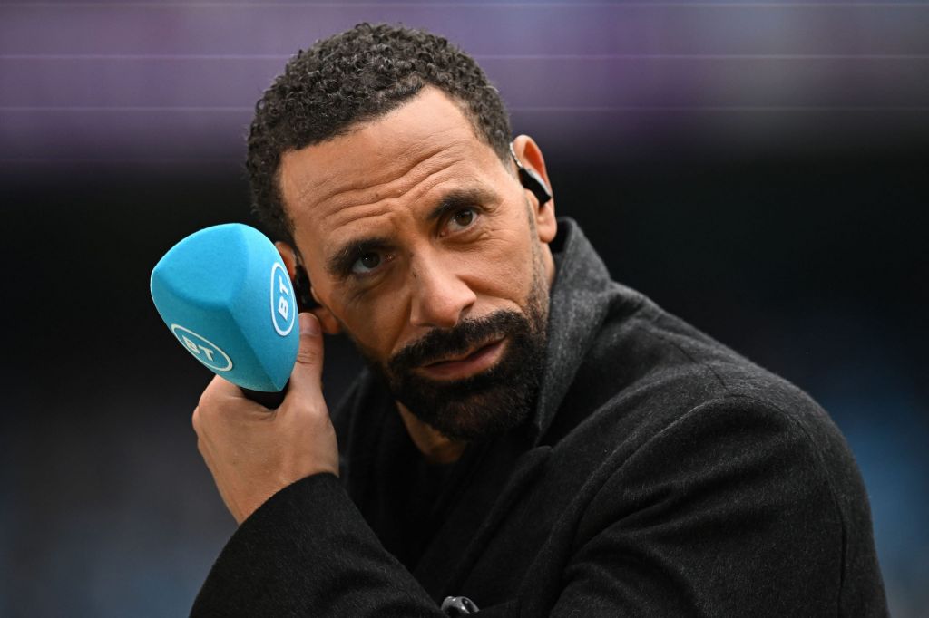 Rio Ferdinand doing pundit work.