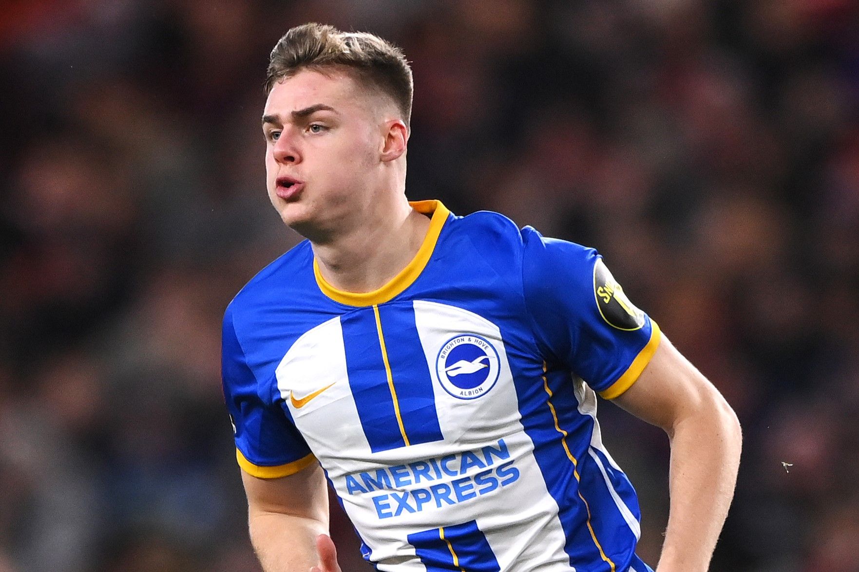 Evan Ferguson playing for Brighton.