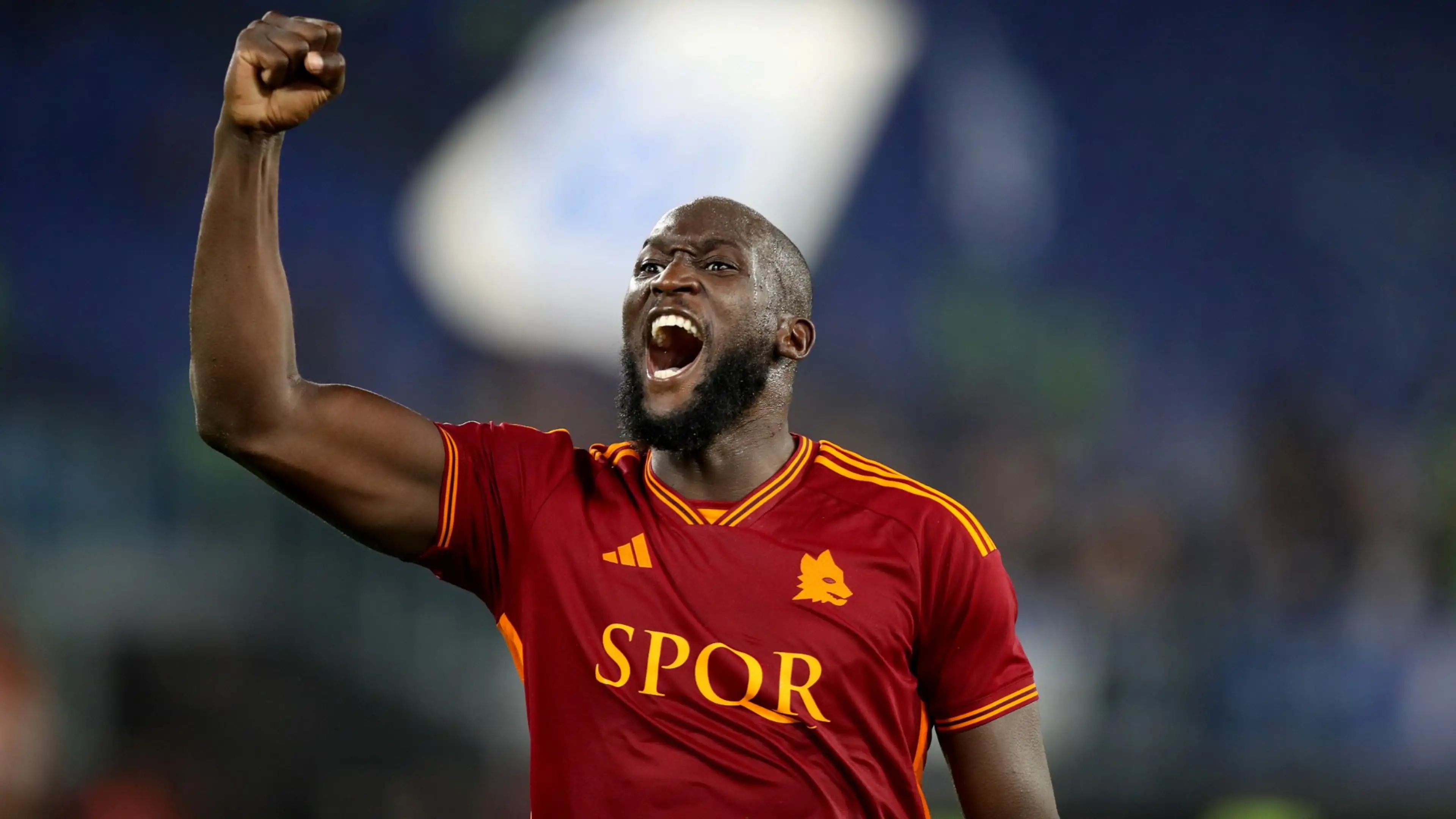 Romelu Lukaku playing for Roma.