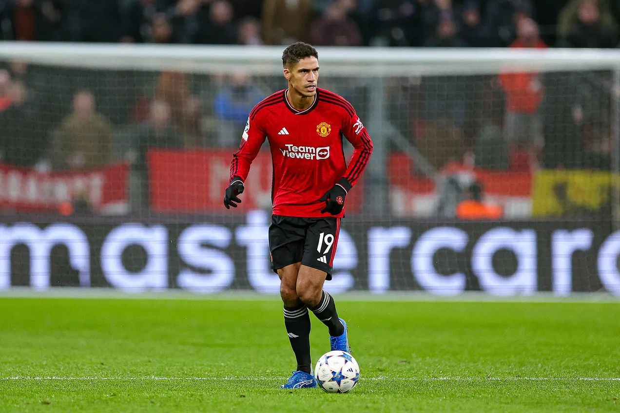 Rapahel Varane playing for Manchester United.