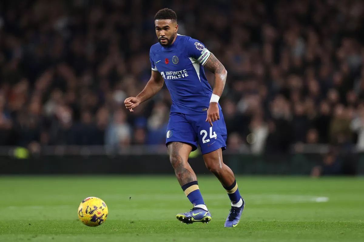 Reece James on the ball for Chelsea