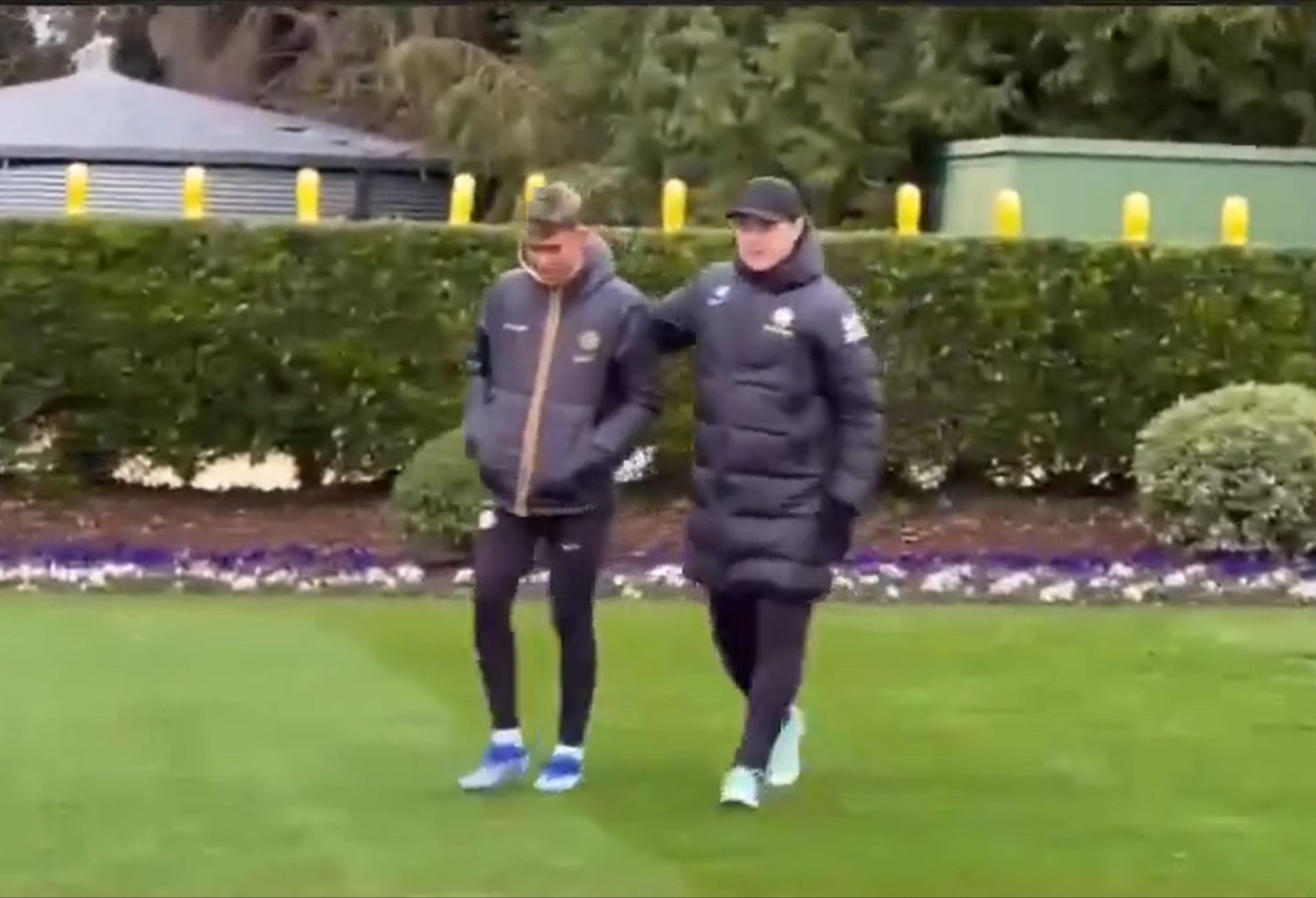 Mauricio Pochettion shows Kendry Paez around Cobham.