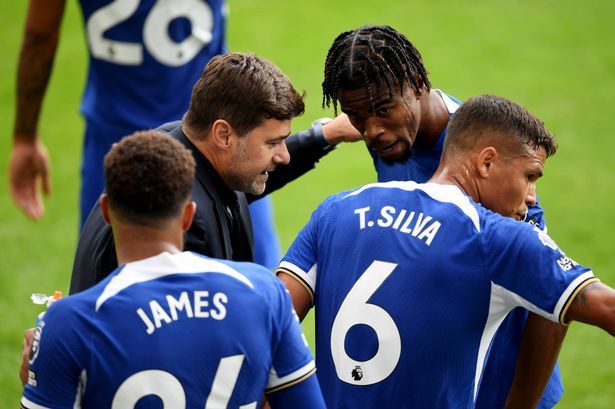 Carney Chukwuemeka in conversation with Mauricio Pochettino.