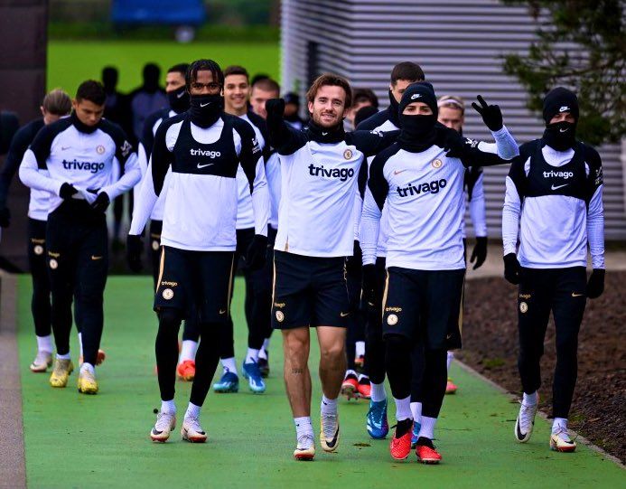 Chelsea head out to training.