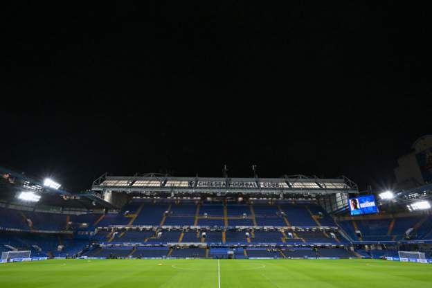 Stamford Bridge at night.