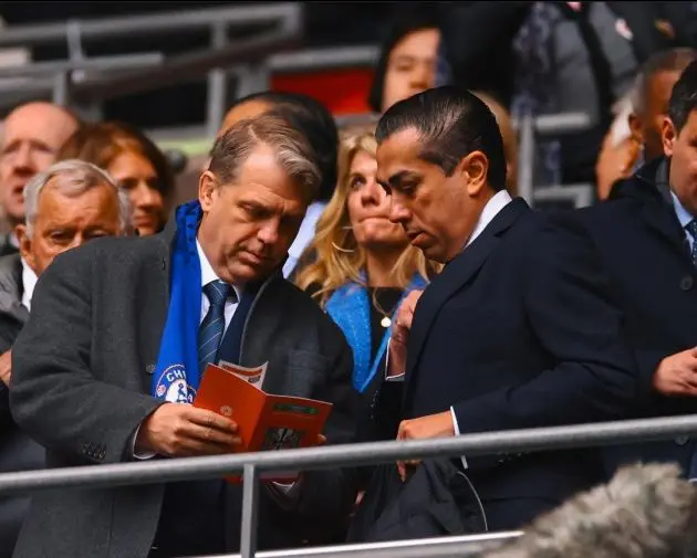 Todd Boehly and Behdad Eghbali pondering at Chelsea game