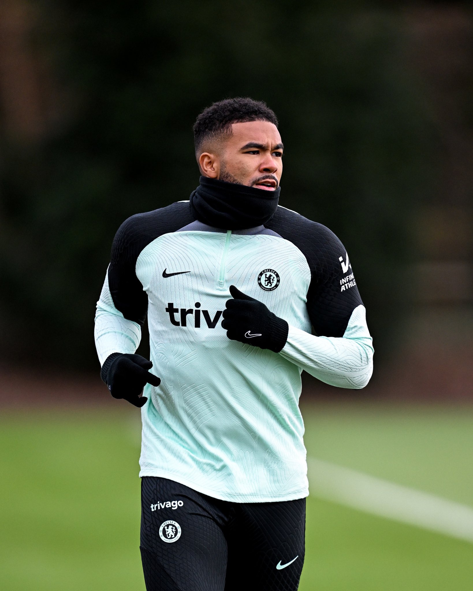 Reece James trains alone.