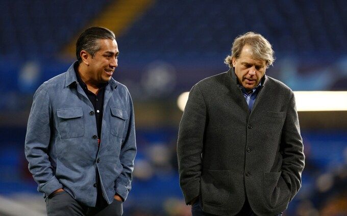 Todd Boehly and Behdad Eghbali at Stamford bridge