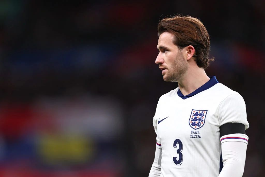Ben Chilwell playing for England.