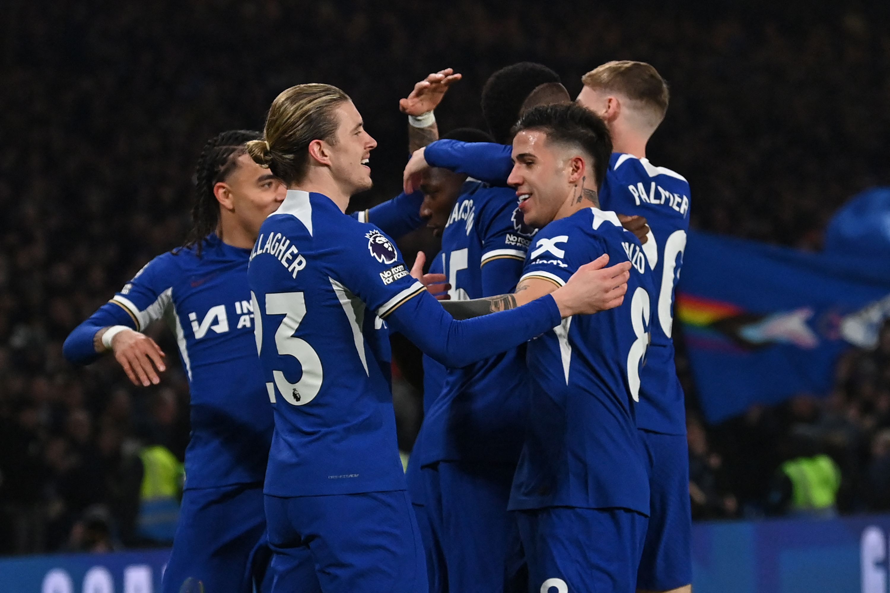Chelsea celebrate an FA Cup goal.