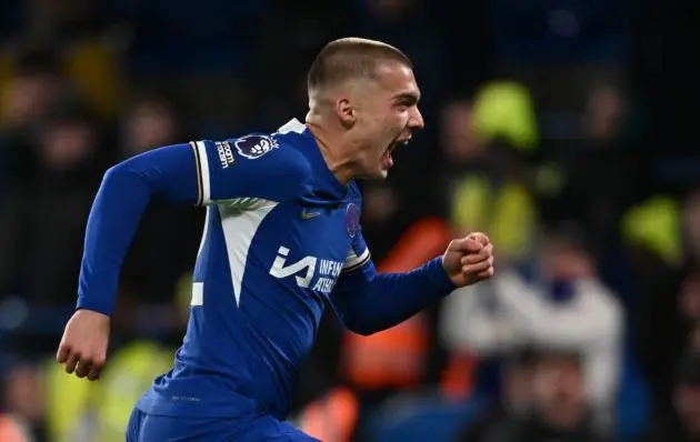 Alfie Gilchrist celebrates a goal.