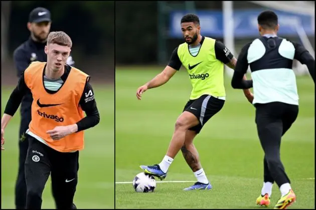 Cole Palmer trains, with Reece James also present.