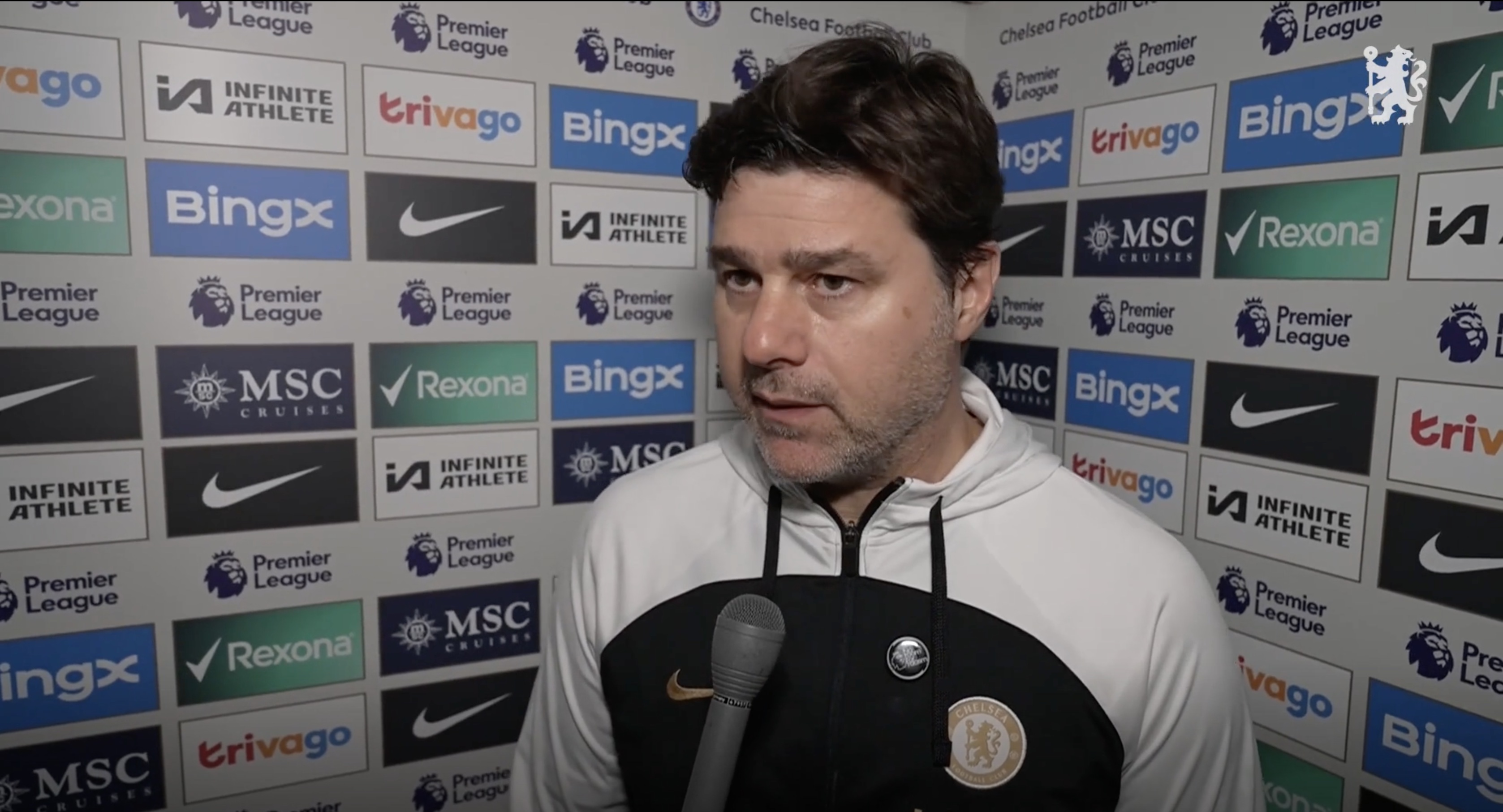 Mauricio Pochettino speaking after the Everton win.
