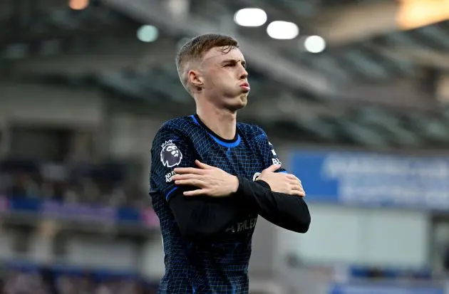 Cole Palmer celebrates against Brighton.