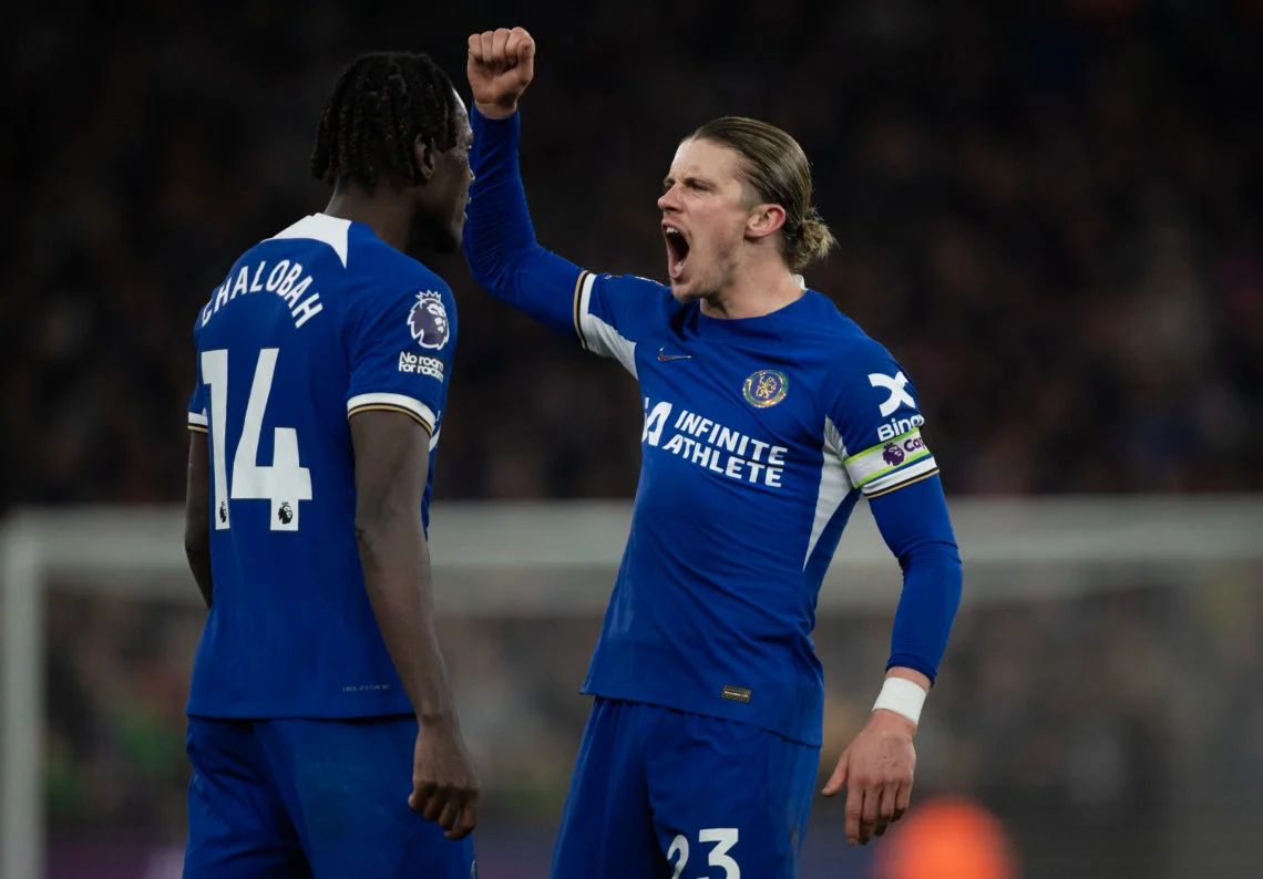 Conor Gallagher and Trevoh Chalobah celebrate goal.