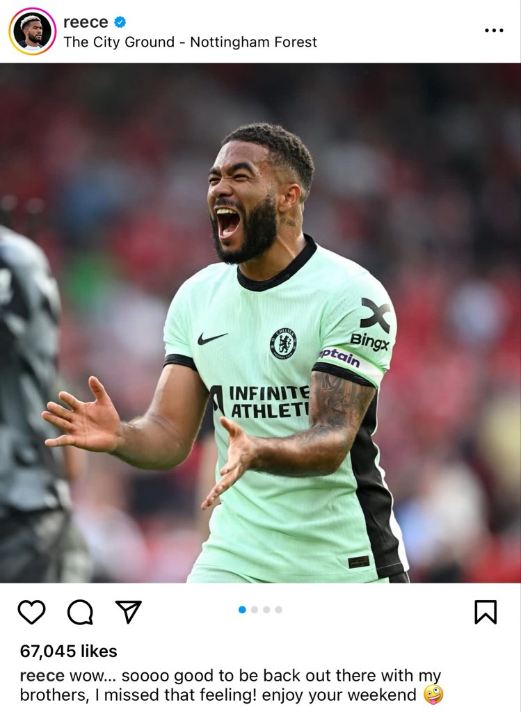 Reece James posts after Forest win