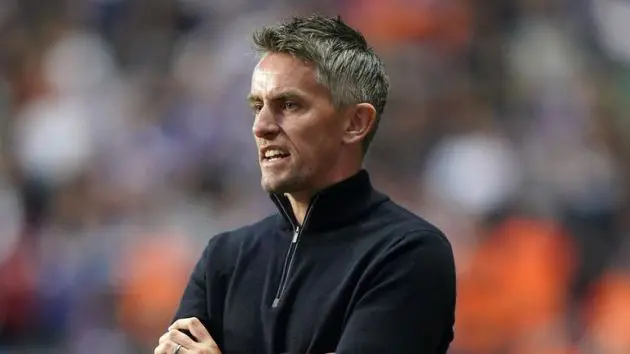 Kieran McKenna on the touchline.