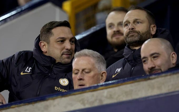 Laurence Stewart and Paul Winstanley in the stands.