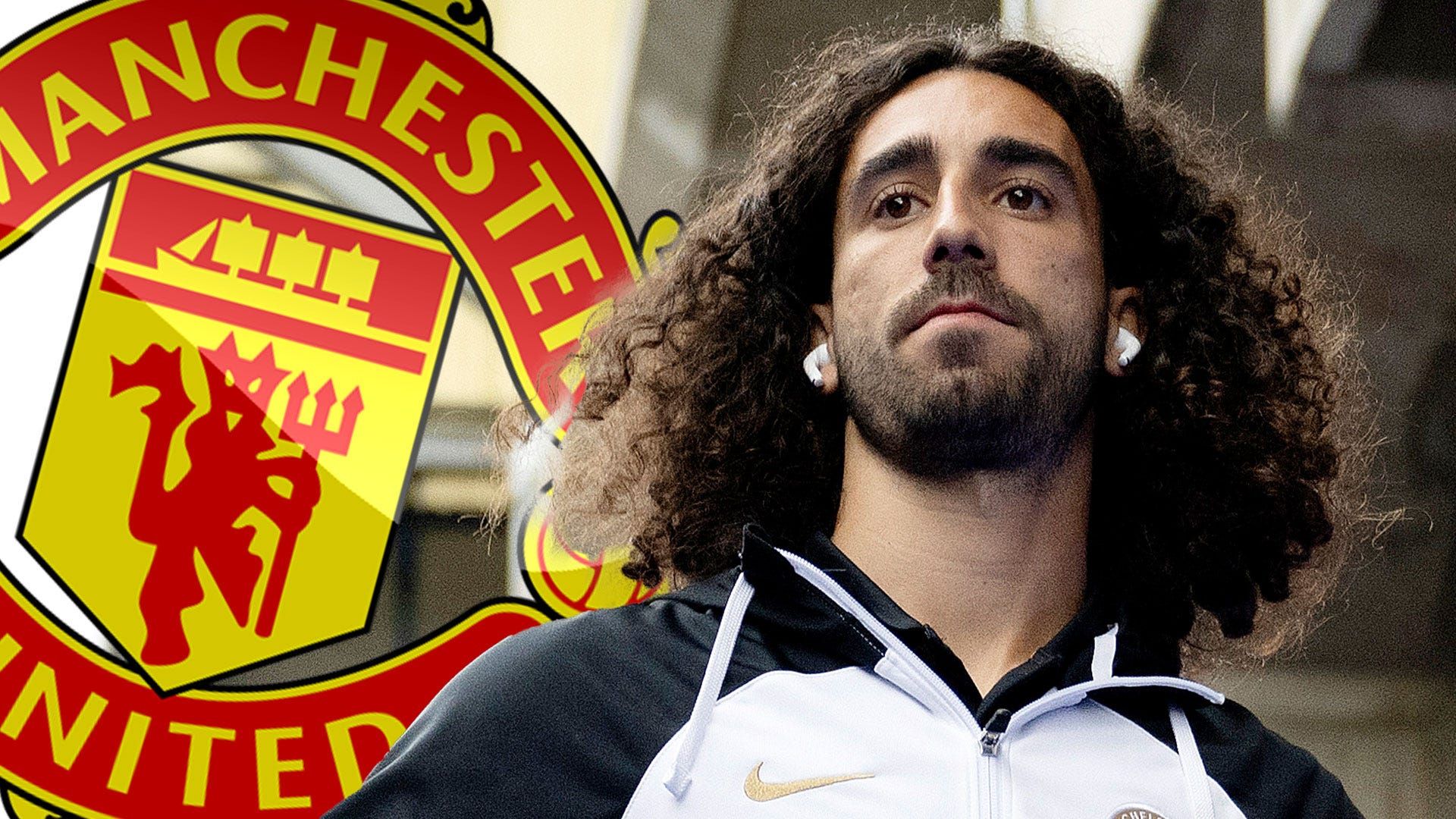 Marc Cucurella with a Manchester United logo.