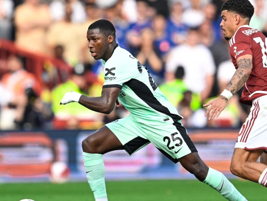 Moises Caicedo runs the midfield against Nottingham Forest.
