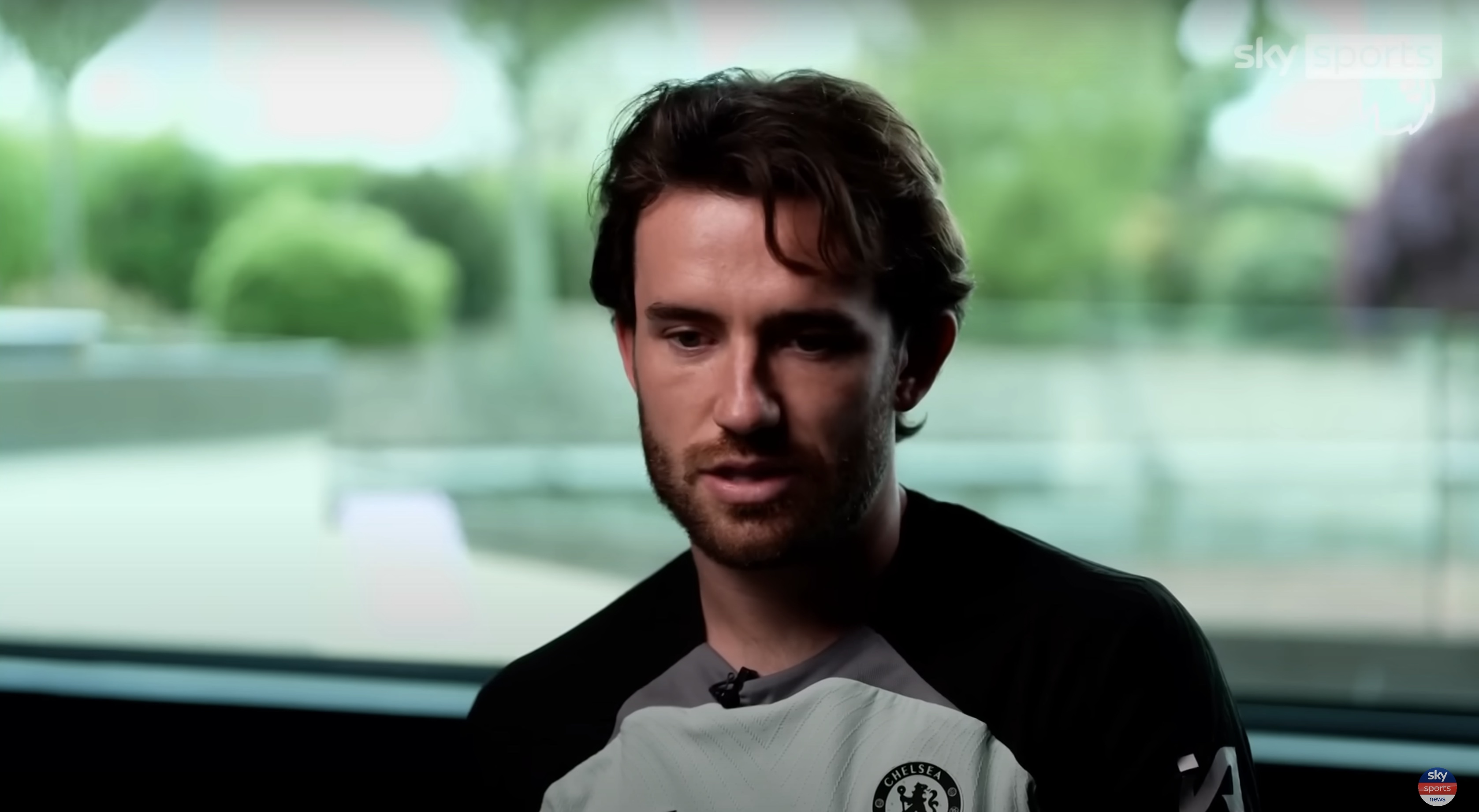 Ben Chilwell being interviewed.