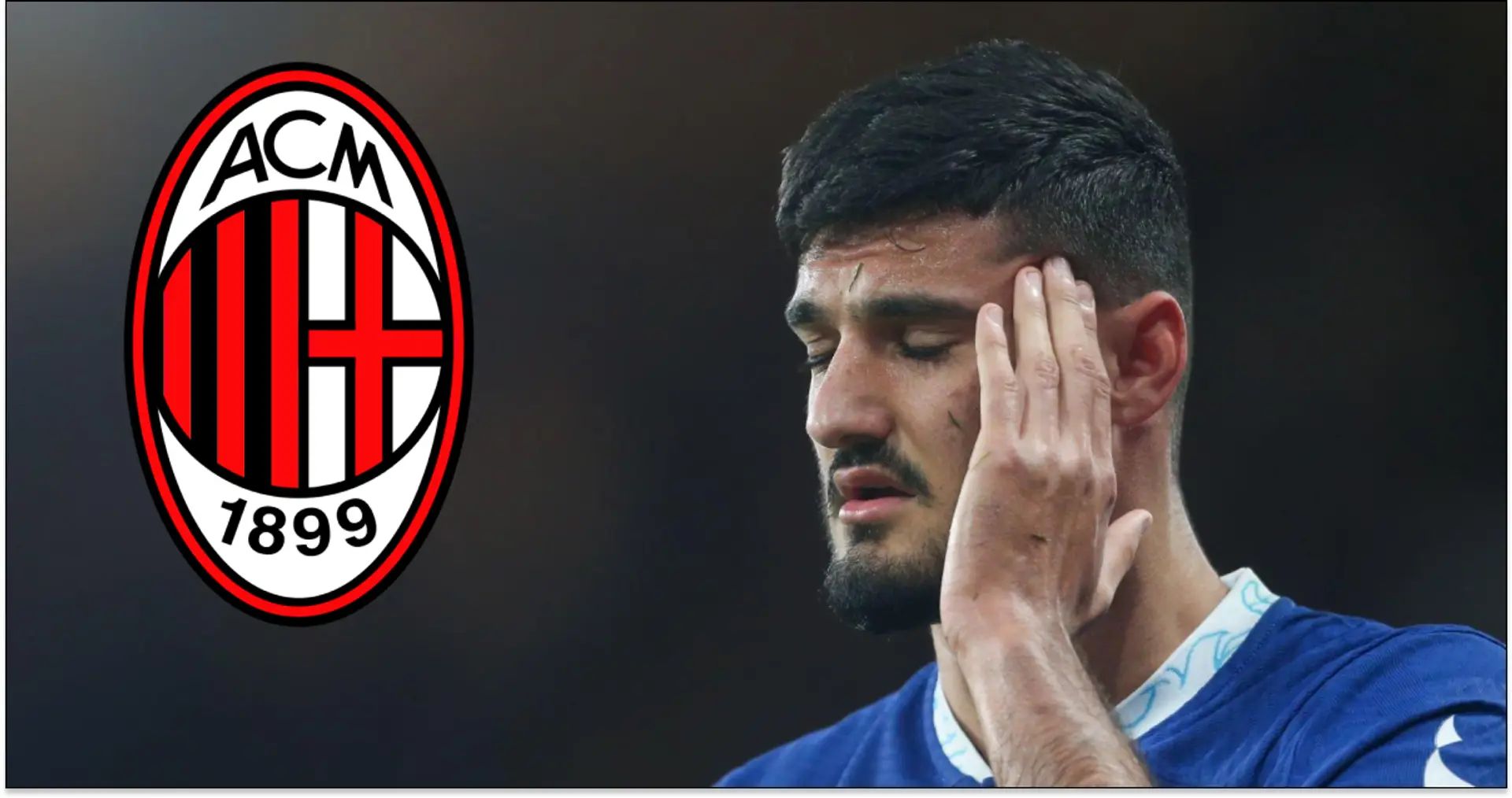 Armando Broja with the AC Milan badge.