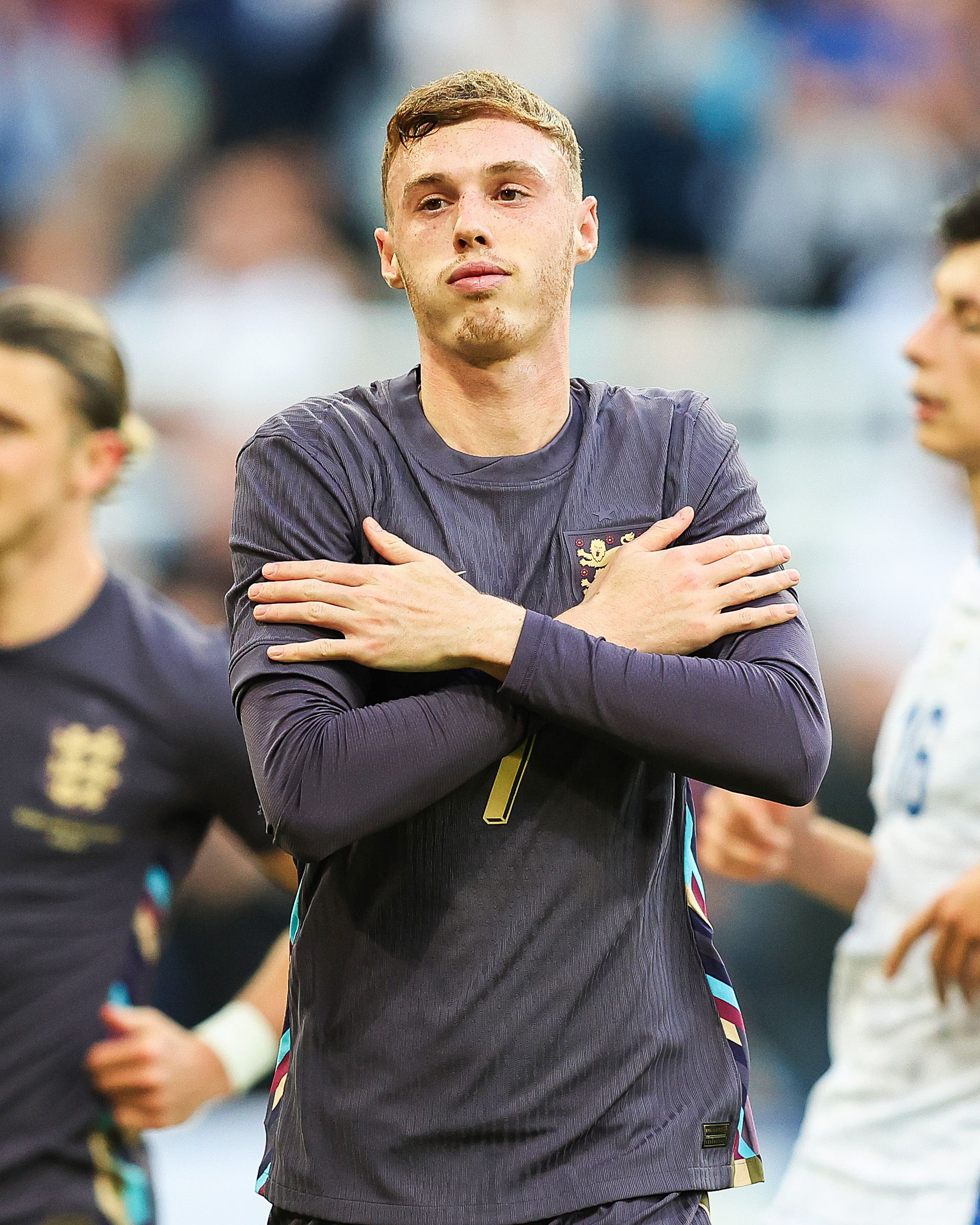 Cole Palmer celebrates scoring for England.