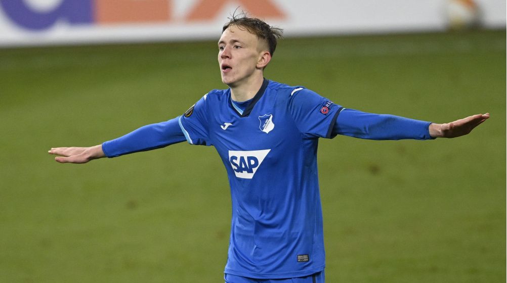 Maximilian Beier celebrates scoring for Stuttgart.