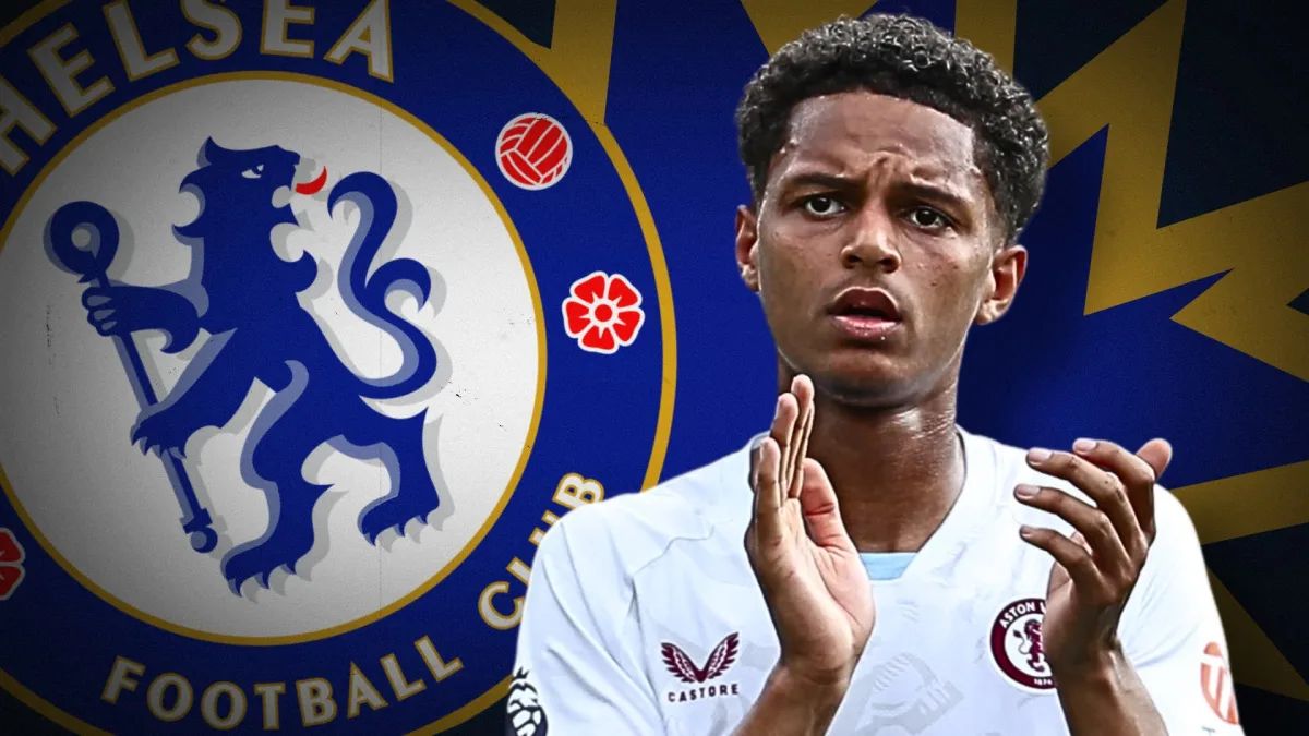 Omari Kellyman with a Chelsea logo.