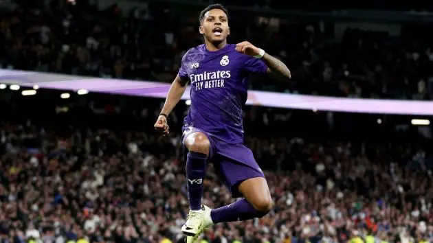 Rodrygo Goes celebrates for Real Madrid.