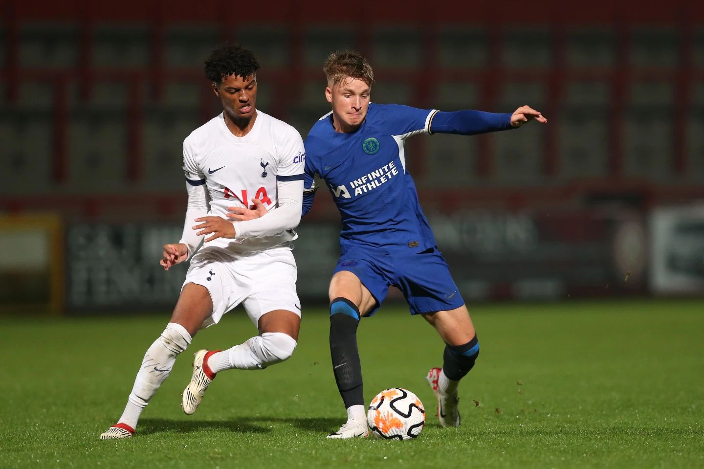 Jimmy-Jay Morgan battles for the ball in U-21 action.