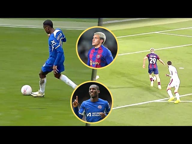 Marc Guiu and Nicolas Jackson in a montage.