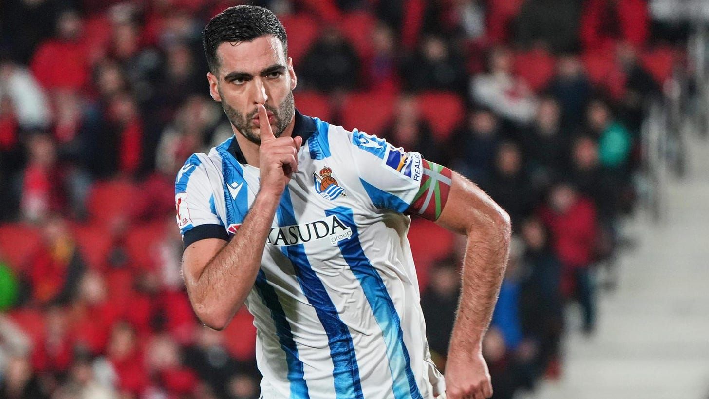 Mikel Merino playing for Real Sociedad.