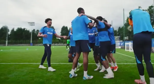 Renato Veiga celebrates in preseason.