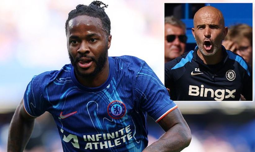 Raheem Sterling and Enzo Maresca in a montage.