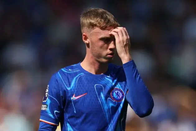 Cole Palmer looks concerned in the new kit.
