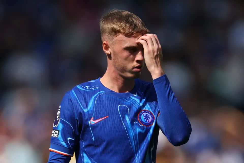 Cole Palmer looks concerned in the new kit.