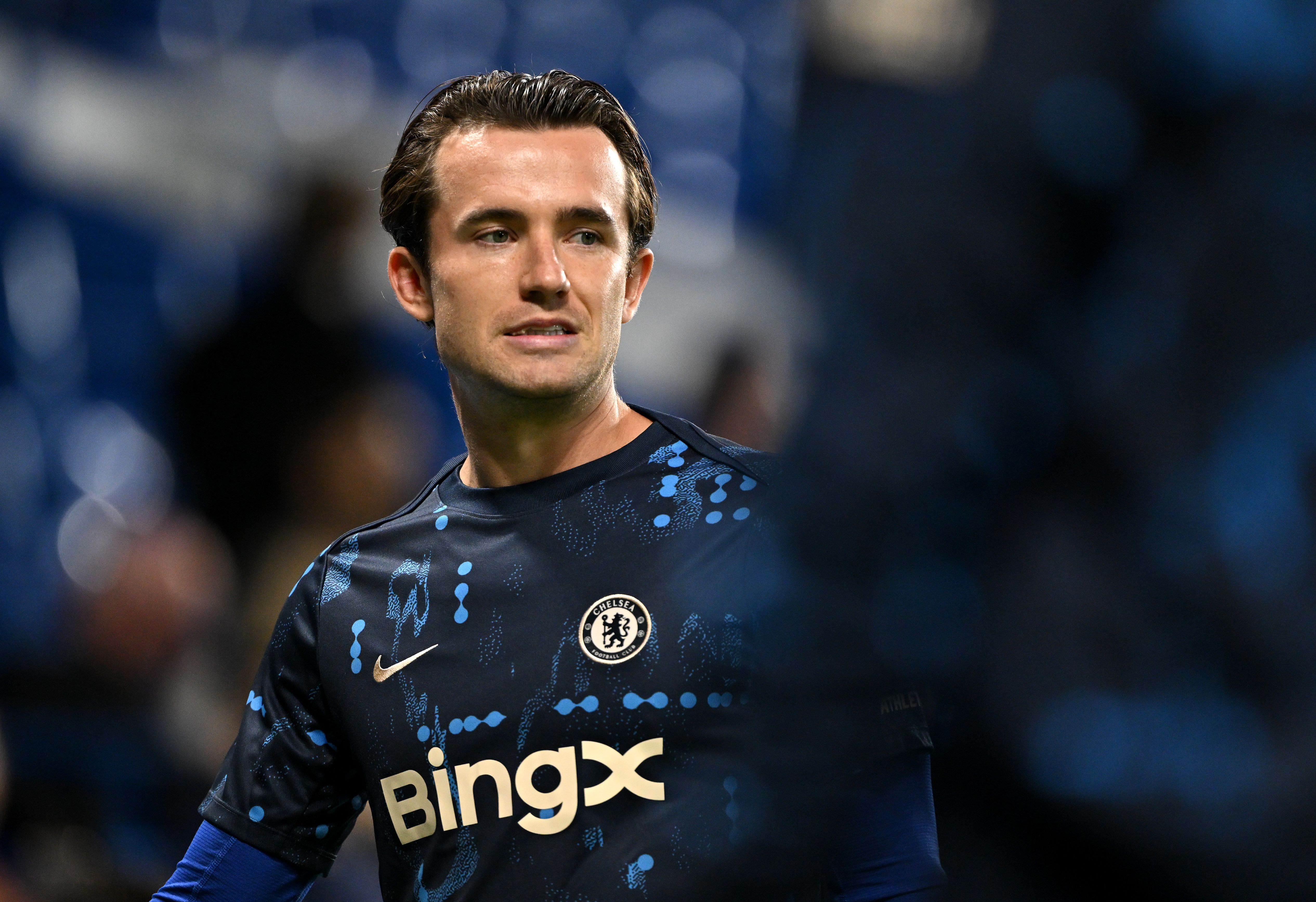 Ben Chilwell warms up in the Carabao Cup. (Photo by Mike Hewitt/Getty Images)