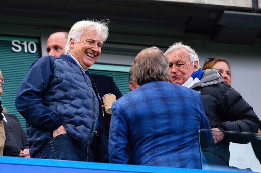 Mark Walter, Hansjorg Wyss and Todd Boehly at Stamford Bridge. Mark Walter, Hansjorg Wyss and Todd Boehly at Stamford Bridge.